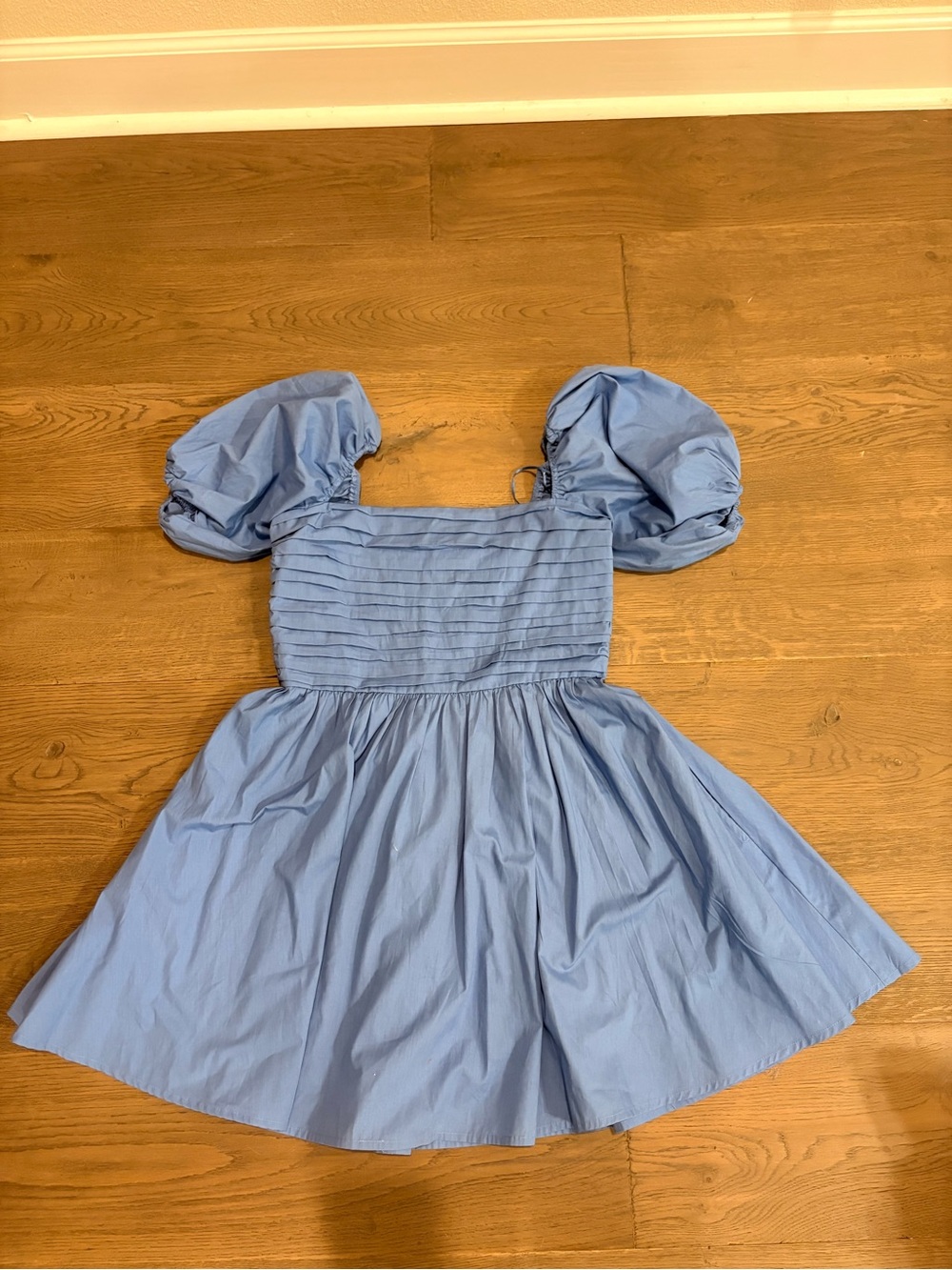 Blue Puff-Sleeve Dress